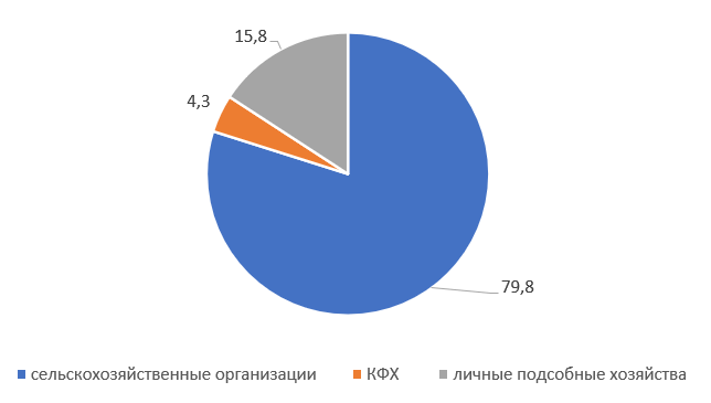 Доля произведенной продукции сельского хозяйства Республики Мордовия на 1 января 2022 года по категориям хозяйств, в процентах