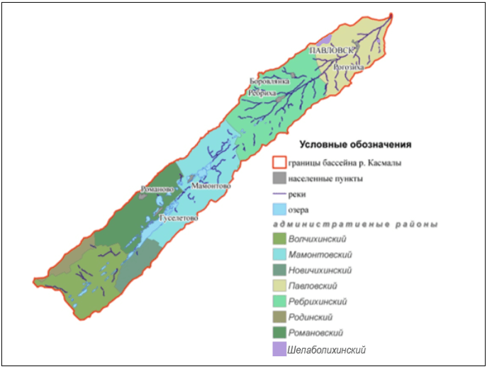 Административно-территориальное деление в границах Касмалинского бассейна